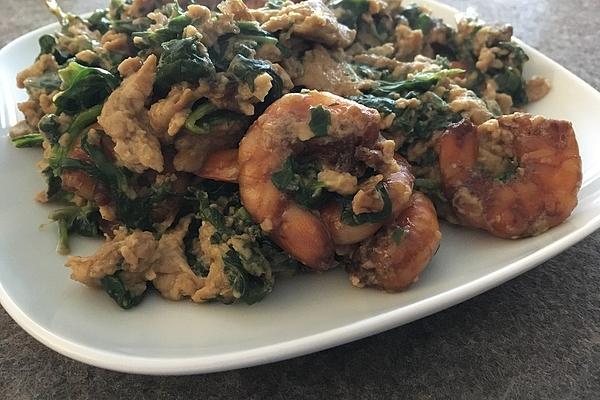 Spinach – Scrambled Eggs with Shrimp