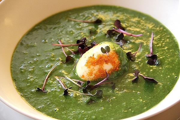 Spinach Soup with Baked Egg