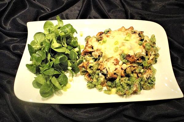 Spinach Spaetzle Baked with Cheese