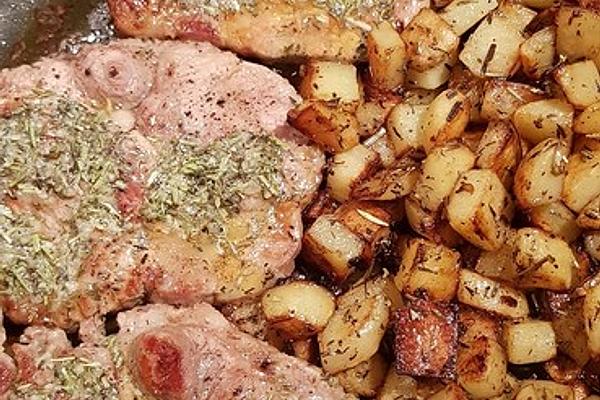 Steaks with Herb Butter and Garlic and Herb Potatoes