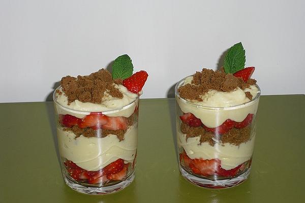 Strawberry and Vanilla Dessert with Eggnog