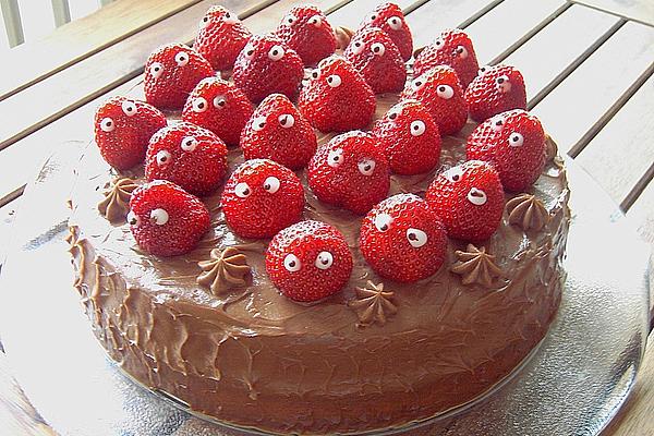 Strawberry Cake with Eyes