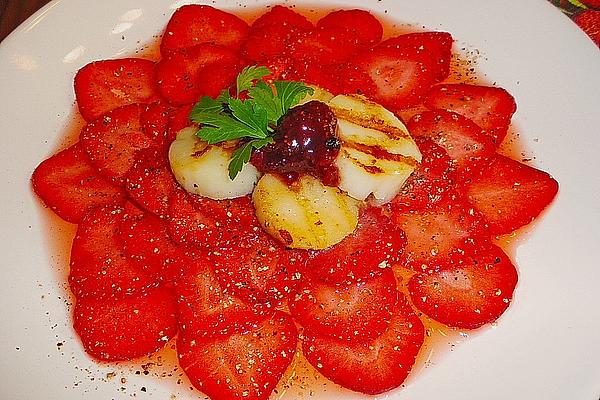 Strawberry Carpaccio with Scallops and Strawberry Chutney