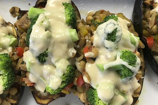 Stuffed Eggplant with Almond Topping