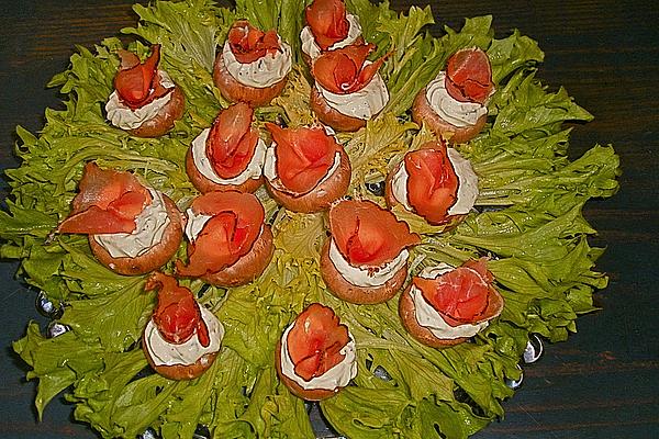 Stuffed Mushrooms with Cottage Cheese and Ham