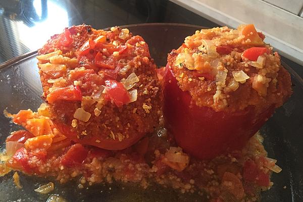 Stuffed Peppers with Couscous and Carrot Vegetables