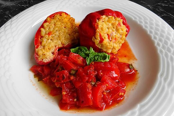 Stuffed Peppers with Tender Wheat and Tomato Vegetables