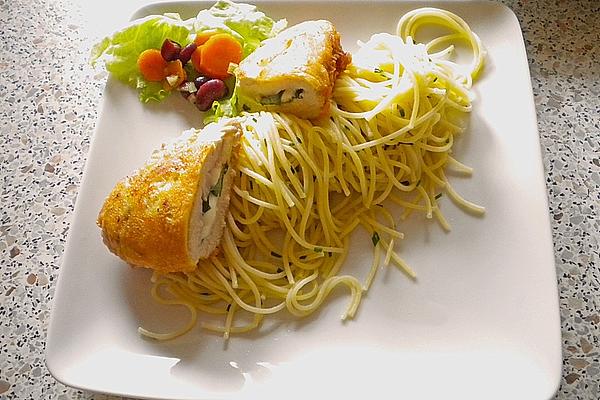 Stuffed Piccata with Garlic Spaghetti