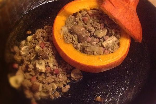 Stuffed Pumpkin with Mince and Mixed Mushrooms