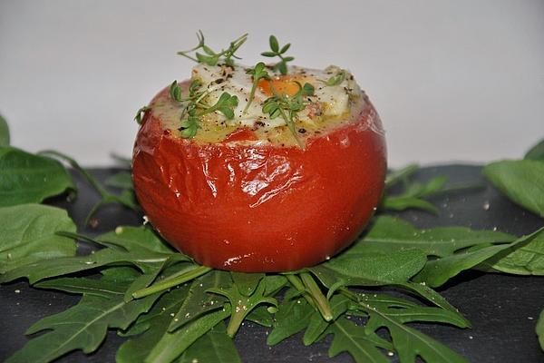 Stuffed Tomatoes with Egg on Lettuce
