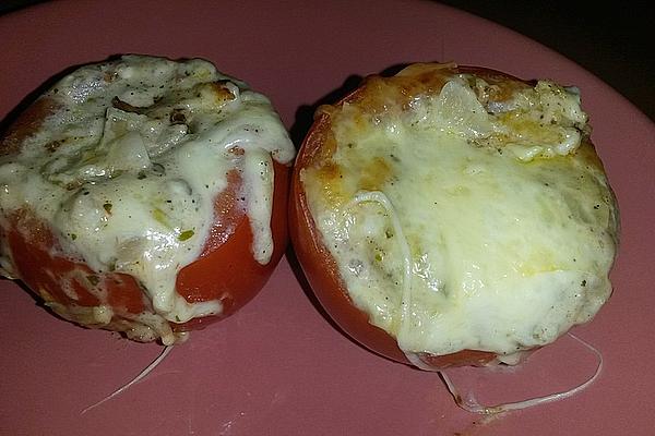 Stuffed Tomatoes with Sheep`s Cheese and Onion Filling