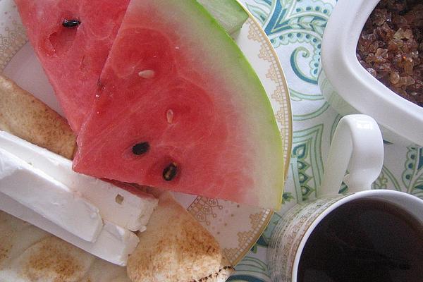 Summer Breakfast with Watermelon and Sheep Cheese