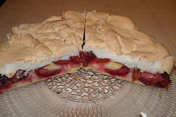 Sunken Plum Cake with Meringue Topping