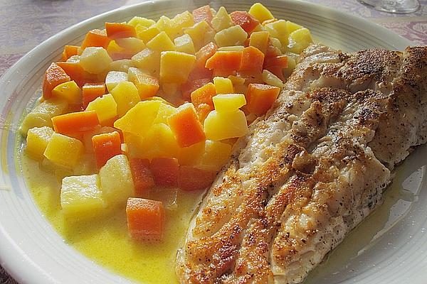 Swede Ragout with Fried Pikeperch Fillet
