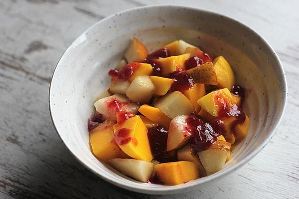 Sweet and Sour Fruit Salad with Cranberry Dressing