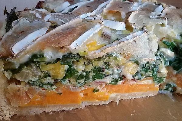 Sweet Potato and Squash Quiche with Spinach and Goat Cheese