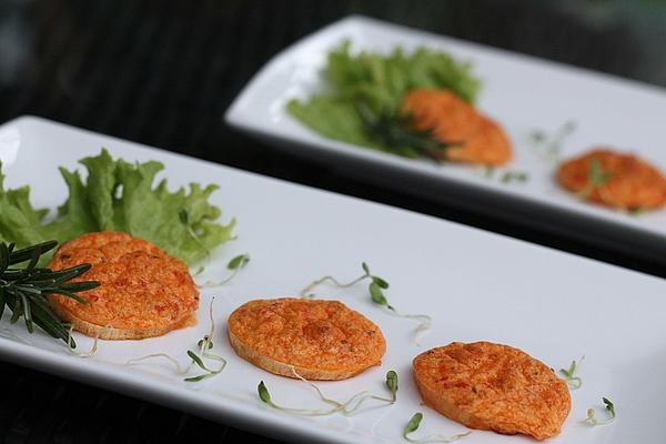 Sweet Potato Slices with Soufflated Goat Cheese Topping