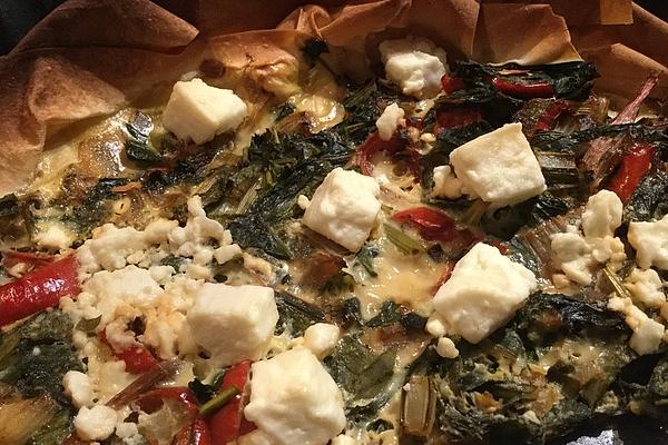 Swiss Chard and Pepper Feta Tart with Strudel Pastry