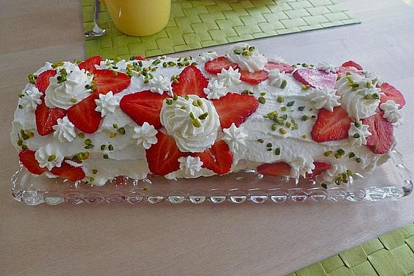 Swiss Roll with Strawberry and Cream Filling