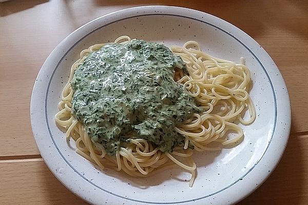 Tagliatelle with Brunch and Spinach Sauce
