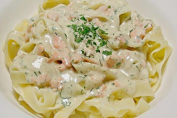 Tagliatelle with Herb – Cream – Sauce and Smoked Salmon