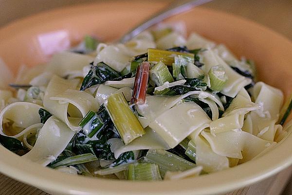 Tagliatelle with Swiss Chard and Cream Sauce