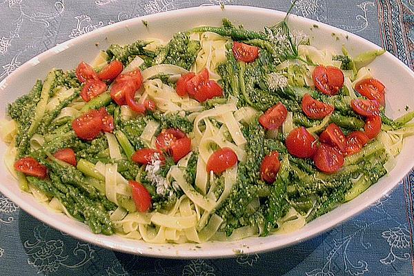 Tagliatelle with Wild Garlic Pesto and Fresh Tomatoes