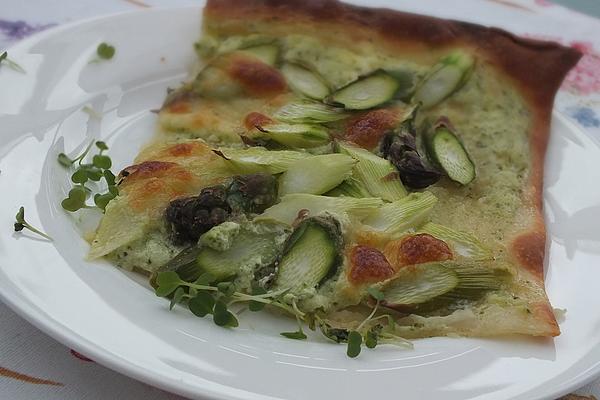 Tarte Flambée with Asparagus and Mozzarella