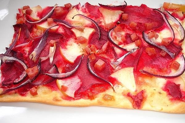 Tarte Flambée with Beetroot, Apple and Horseradish