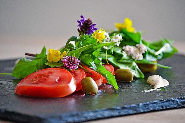 Tomato and Wild Herb Salad with Zatar Yoghurt Dressing