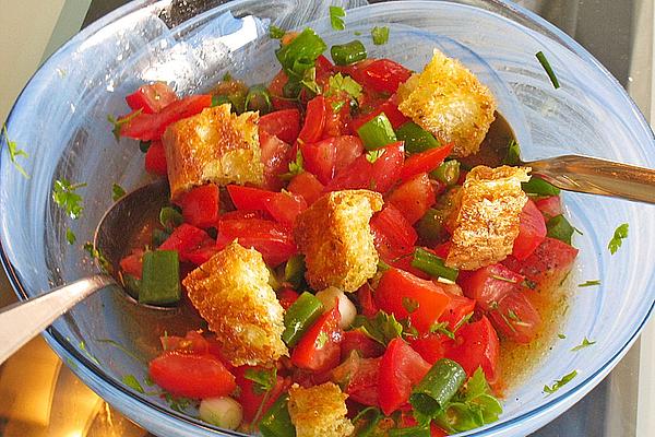 Tomato Bread Salad with Spring Onions