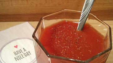 Chili Tomato Juice with Pesto Oil