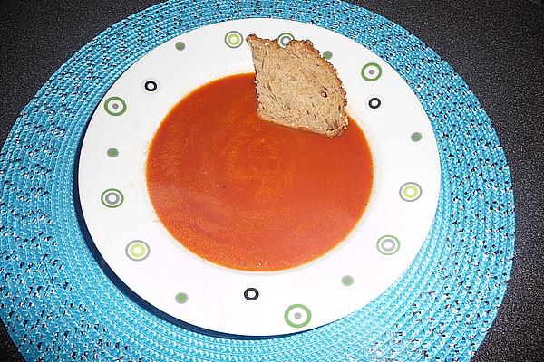 Tomato Orange Soup with Roasted Pesto Bread