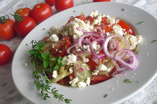 Tomato Salad with Cucumber and Feta Cheese
