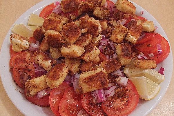 Tomato Salad with Fried Feta