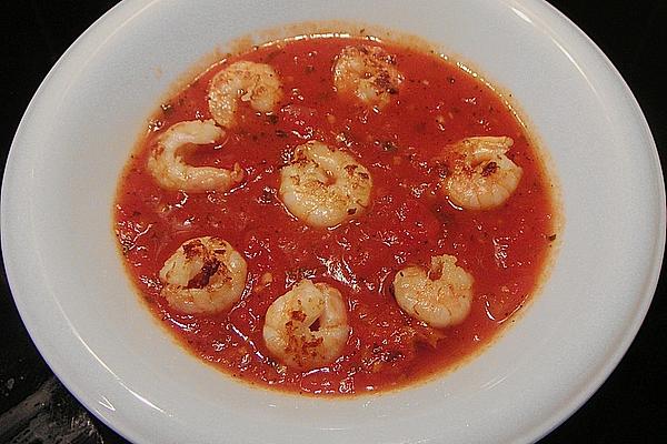 Tomato Soup with Garlic and Prawns