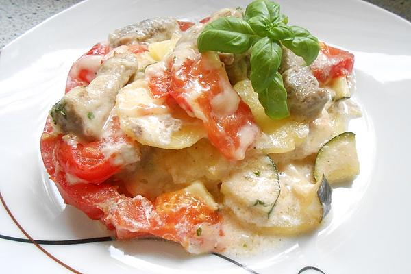 Tomato – Zucchini Gratin with Fillet