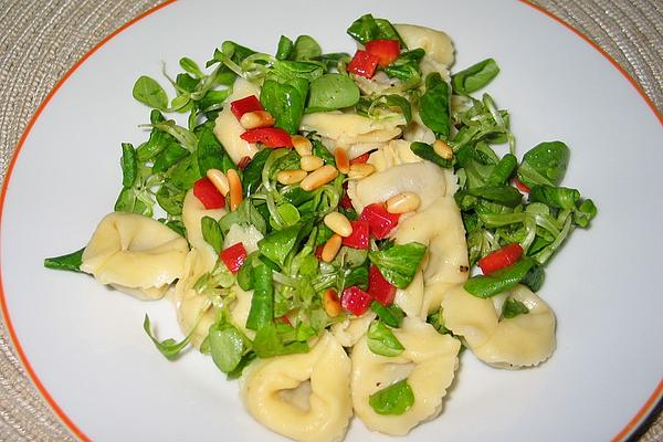 Tortellini Salad with Paprika, Lamb`s Lettuce and Pine Nuts