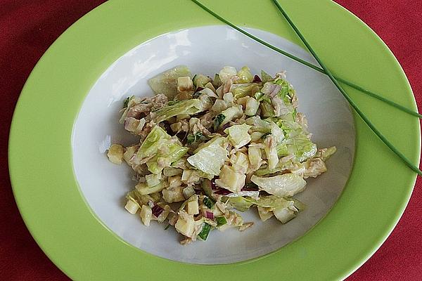 Tuna Salad with Zucchini, Cheese and Iceberg Lettuce
