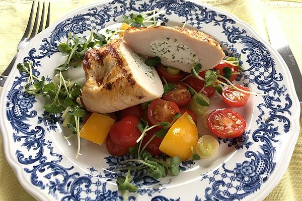 Turkey Breast with Herb Quark Filling and Watercress