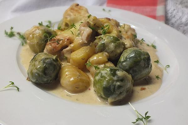 Turkey, Brussels Sprouts and Gnocchi Gratin