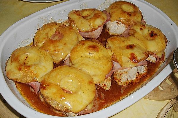 Turkey Fillet Baked with Ham, Pineapple and Cheese