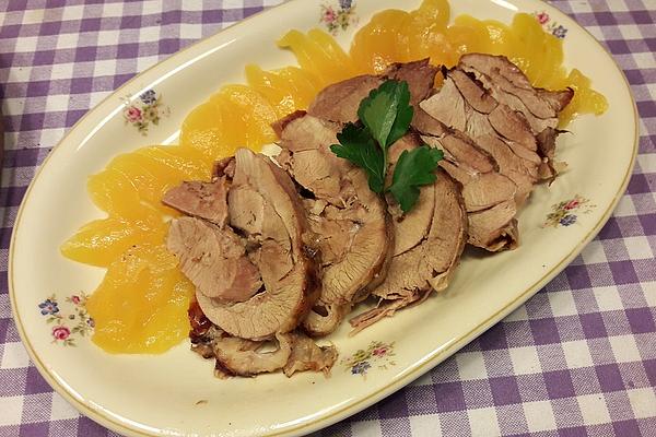 Turkey Roll Roast with Peaches À La Gabi