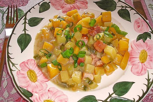 Turnip Stew with Potatoes, Smoked Pork and Spring Onions