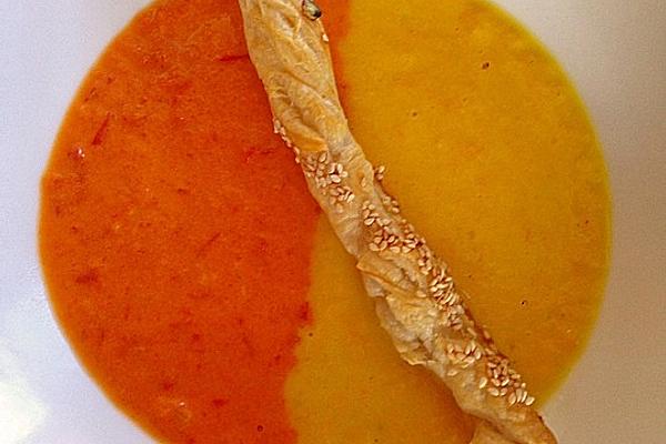 Two Kinds Of Red Pepper Cream Soup