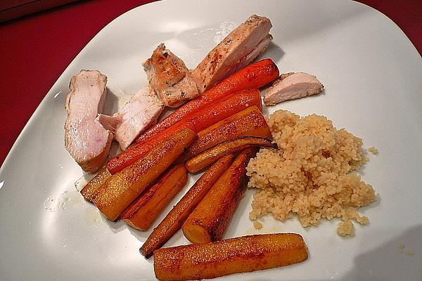 Vanilla Chicken Breast Cooked with Honey and Carrots Sous Vide