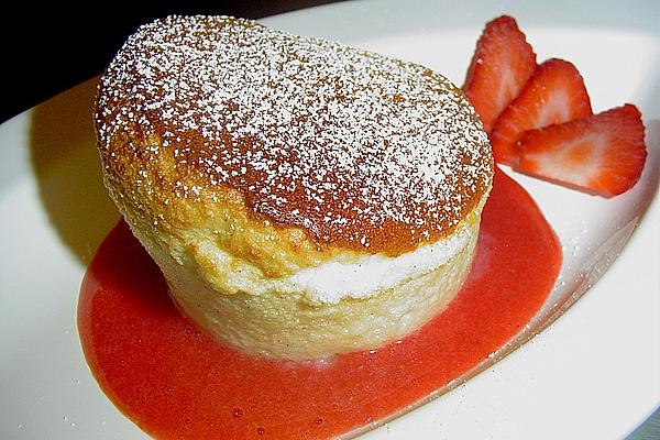 Vanilla Souffle with Rhubarb Compote