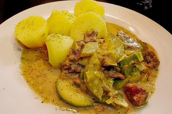 Veal Goulash with Stewed Cucumber