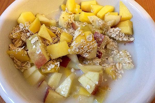 Vegan Flake Breakfast with Coconut Milk, Apple and Mango