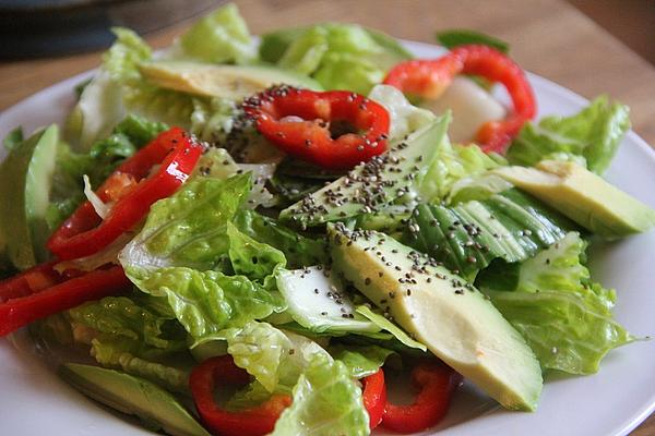 Vegan Salad with Avocado and Pak Choi